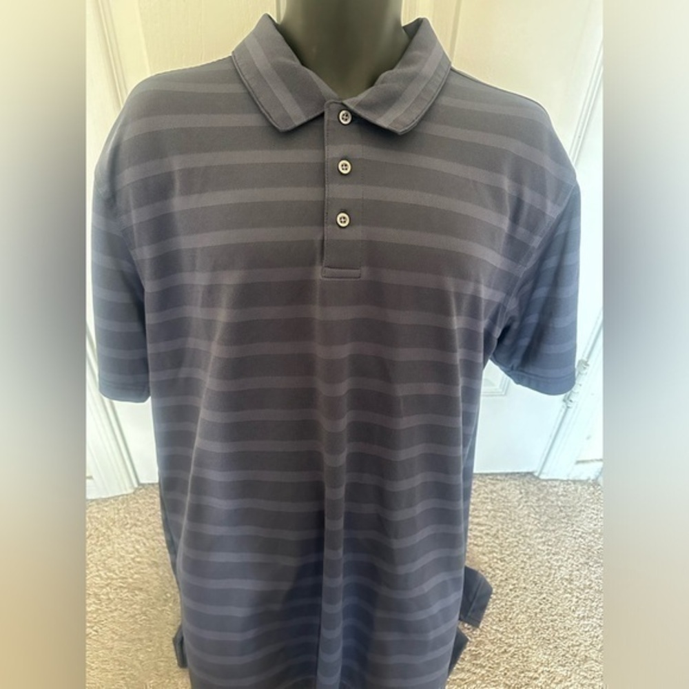 Men’s used size XXL 2XL Bolle golf polo shirt grey black striped Pre own items